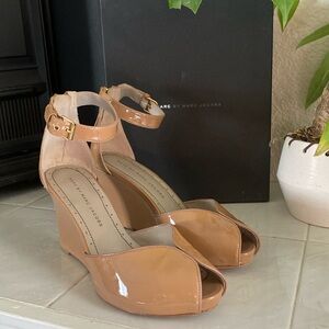 Marc by Marc Jacobs patent nude leather wedge peep toe platform